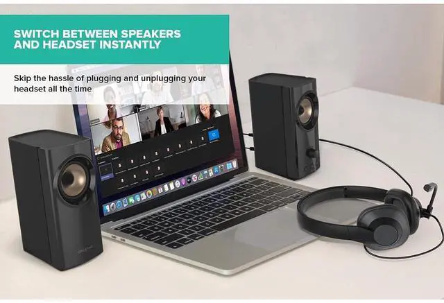 Alt view image 5 of 5 - Creative T60 2.0 Compact Hi-Fi Desktop Speakers with Clear Dialog and Surround by Sound Blaster, USB-C Audio, Mic and Headset Ports, Bluetooth 5.0, Up to 60W Peak Power, for Computers and Laptops