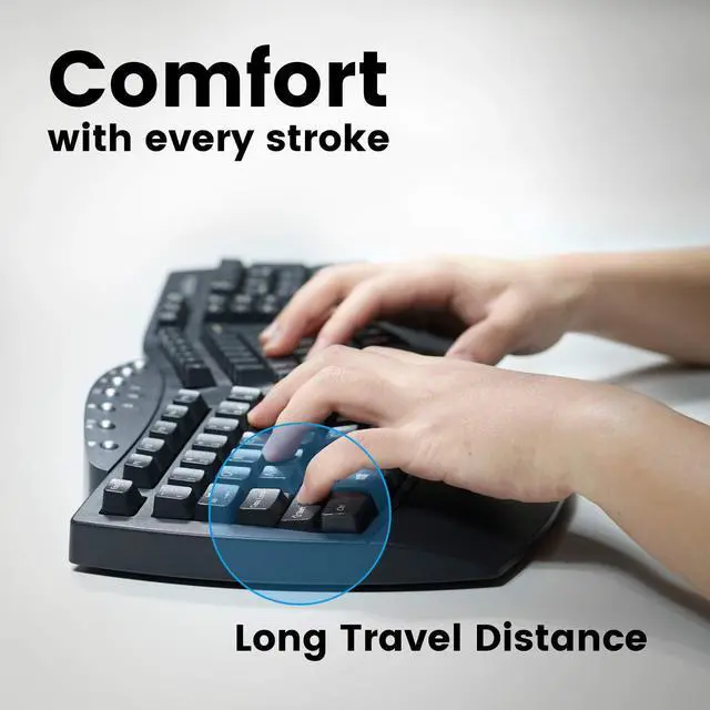 Alt view image 5 of 5 - Perixx Periboard-612B Wireless Ergonomic Split Keyboard with Dual Mode 2.4G and Bluetooth Feature, Compatible with Windows 10 and Mac OS X System, Black, US English Layout