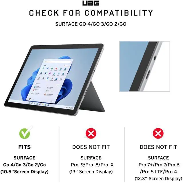 Alt view image 2 of 5 - URBAN ARMOR GEAR UAG Designed for Microsoft Surface Go 4/ Surface Go 3 / Surface Go 2 / Surface Go Case 10.5" Metropolis Rugged Aluminum Kickstand Military Drop Tested Protective Cover Black