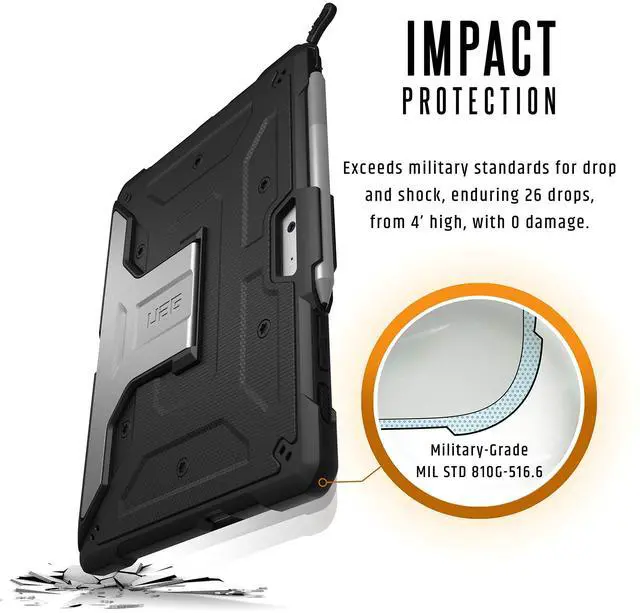 Alt view image 3 of 5 - URBAN ARMOR GEAR UAG Designed for Microsoft Surface Go 4/ Surface Go 3 / Surface Go 2 / Surface Go Case 10.5" Metropolis Rugged Aluminum Kickstand Military Drop Tested Protective Cover Black