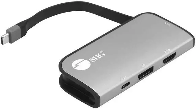 Main image of SIIG USB-C MST Hub with PD 3.0, USB-C to DP/HDMI/VGA, Single 4K30+Dual 1080p or Triple 1080p Video outputs, PD 100W, for Windows and Chromebook laptops (DP Alt Mode) NOT for Mac OS (CB-TC0G11-S1)