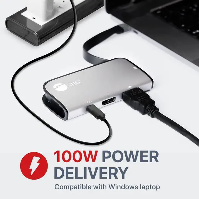 Alt view image 5 of 5 - SIIG USB-C MST Hub with PD 3.0, USB-C to DP/HDMI/VGA, Single 4K30+Dual 1080p or Triple 1080p Video outputs, PD 100W, for Windows and Chromebook laptops (DP Alt Mode) NOT for Mac OS (CB-TC0G11-S1)