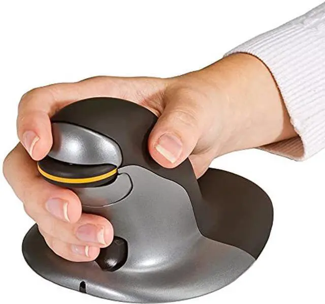 Alt view image 4 of 5 - Posturite Penguin Ambidextrous Wired Ergonomic Mouse USB, Alleviates RSI, Easy-Glide, Vertical Design, PC Computer & Apple Mac Compatible (Black/Silver, Size: Large)