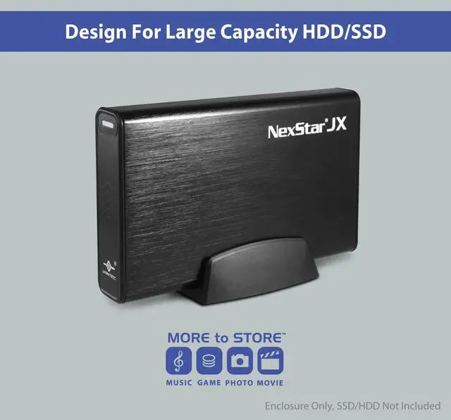 Alt view image 2 of 5 - Vantec NexStar JX, USB 3.2 Gen1x1, 3.5" or 2.5 SATA III HDD/SSD Drive Green Enclosure with eSATA (NST-358SU3-BK), Black