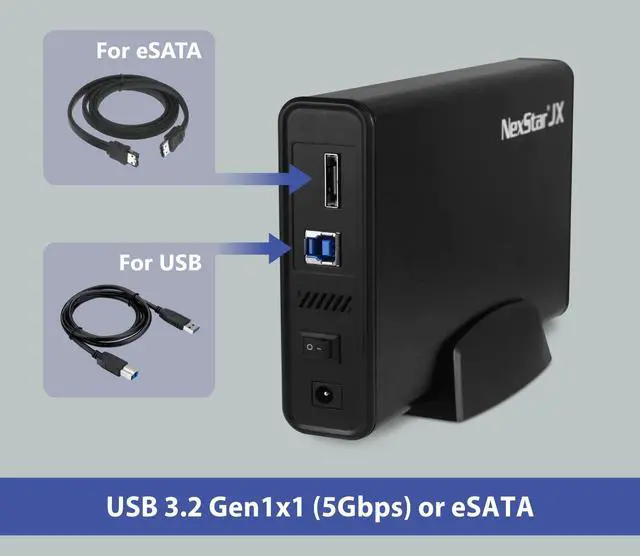 Alt view image 5 of 5 - Vantec NexStar JX, USB 3.2 Gen1x1, 3.5" or 2.5 SATA III HDD/SSD Drive Green Enclosure with eSATA (NST-358SU3-BK), Black