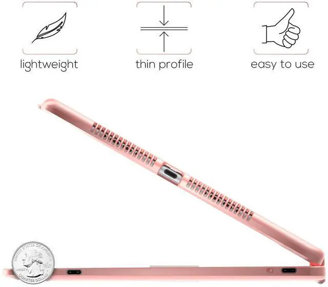 Alt view image 4 of 5 - typecase Touch Case with Keyboard for iPad 9th Generation (10.2", 2021), Multi-Touch Trackpad, 10 Color Backlight, 360, Thin & Light - iPad 8th Gen (2020), 7th Gen (2019), Air 3, Pro 10.5 (Rose Gold)