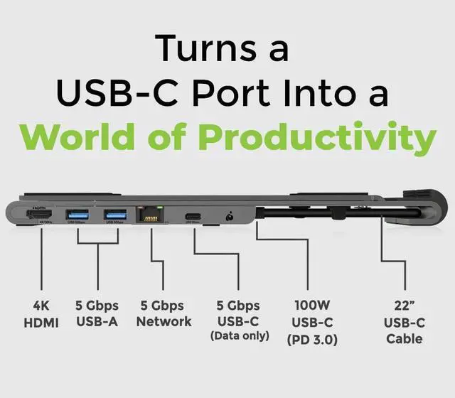 Alt view image 3 of 5 - IOGEAR Dock Pro 6-in-1 4K Dock Stand, Foldable Laptop Stand with Docking Station, HDMI 4K30hz (3440x1440 60Hz), 2X USB-A, USB-C Data, 100W, Fast Role Swap, Windows 10 11, macOS, GUD3C4K1LS