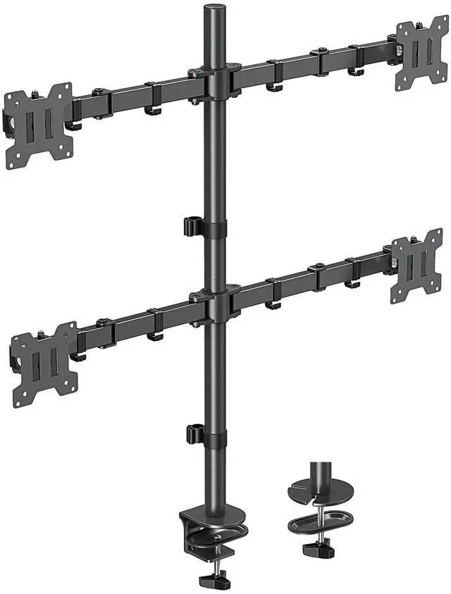 Main image of MOUNTUP Quad Monitor Stand, 4 Monitors Desk Mount for 13 to 32 inch Computer Screens, Fully Adjustable Stacked Mount with Tilt Swivel, 4 Heavy Duty Monitor Mount, Holds up to 17.6lbs per Arm, MU3007