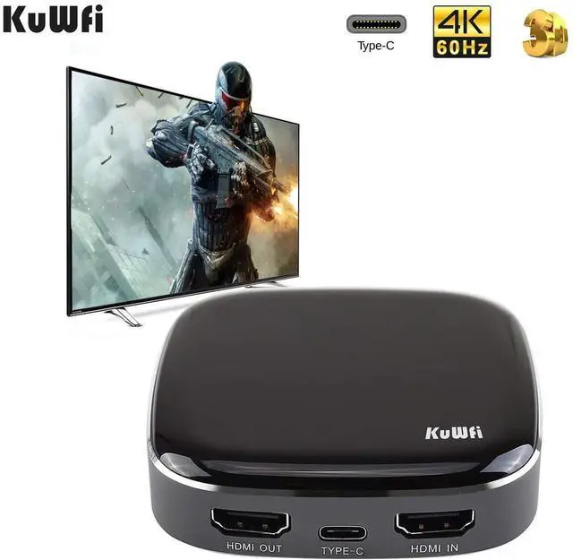 Alt view image 4 of 5 - KuWFi Video Capture Card, Game Capture Card 4K 1080P 60FPS, HDMI to USB C Capture Card for All HDMI Devices Such as Streaming Work with PS4/PC/OBS/Camera