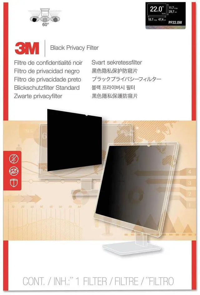 Alt view image 2 of 3 - 3M Privacy Filter for 22" Widescreen Monitor (16:10) (PF220W1B)
