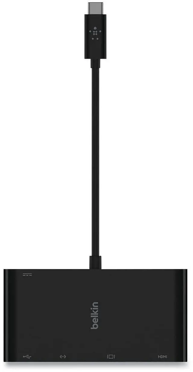 Main image of Belkin USB-C Multimedia + Charge Adapter, 4K HDMI/USB-A/USB-C/VGA, 4.9 ft, Black