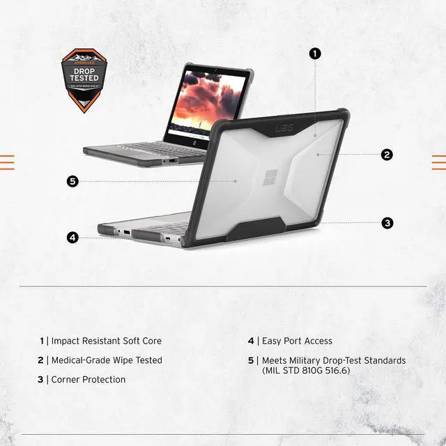 Alt view image 2 of 5 - URBAN ARMOR GEAR UAG Designed for Microsoft Surface Laptop SE Case 2022 11.6 inch Screen Laptop for Education Clear Translucent Ice Rugged Shockproof Plyo Military Drop Tested Laptop Cover