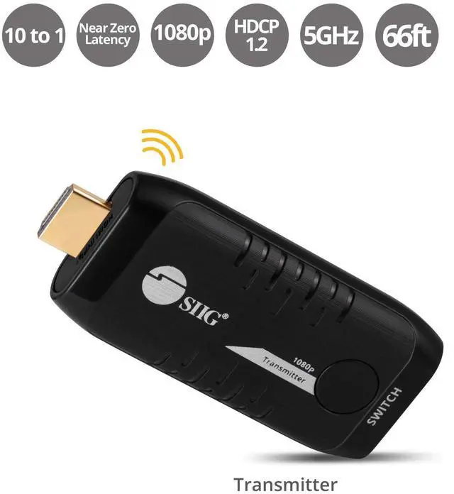 Alt view image 2 of 5 - SIIG 1080p Wireless HDMI Extender - Transmitter Unit for HDMI Extender Kit to Support 10 HDMI Displays - (CE-H24E11-S1)