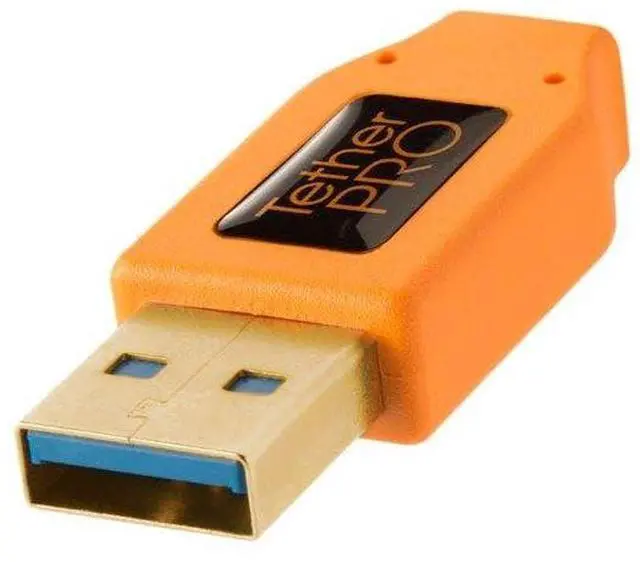 Alt view image 4 of 5 - Tether Tools TetherPro USB 3.0 to Micro-B Right Angle Cable | for Fast Transfer and Connection Between Camera and Computer | High Visibility Orange | 15 Feet (4.6 m)