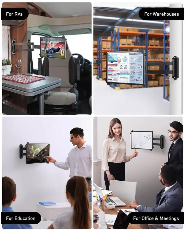 Alt view image 5 of 5 - AboveTEK Tablet Wall Mount - 360° Rotation Tablet Holder Stand with Extension Arm, Anti-Theft Kitchen Mount Fits 7"-11" Tablets Including iPad Pro/Air/Mini, Galaxy Tab - Security Lock & Key - (Black)