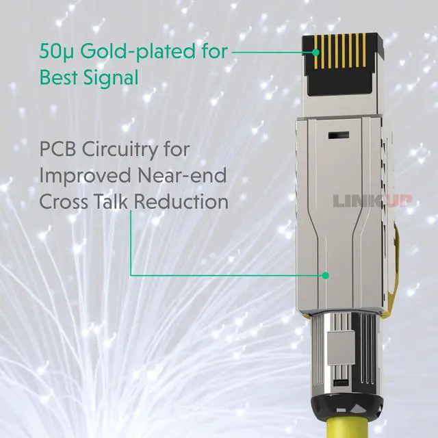 Alt view image 3 of 5 - LINKUP - [GHMT & DSX8000 Certified] Cat8 Ethernet Patch Cable S/FTP 22AWG Double Shielded Solid Cable | 2000MHz 2GHz 40Gbps | 5th-Gen Ethernet LAN Network 40G Structure Wires |Yellow| 5 M (16.5ft)