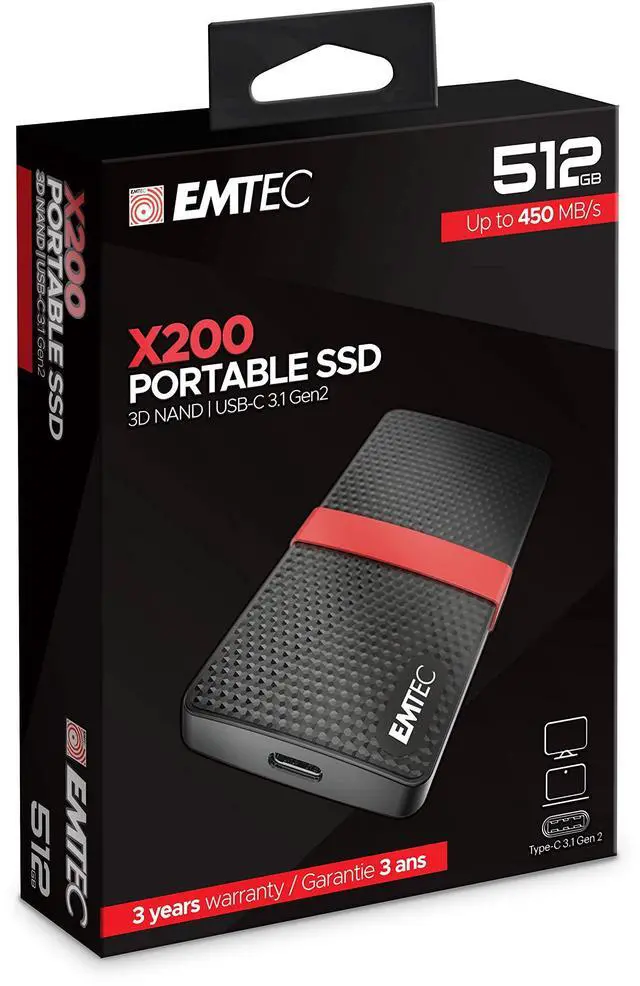 Alt view image 3 of 5 - Emtec X200 Power Plus 512GB mSATA Portable Solid State Drive (SSD) - ECSSD512GX200