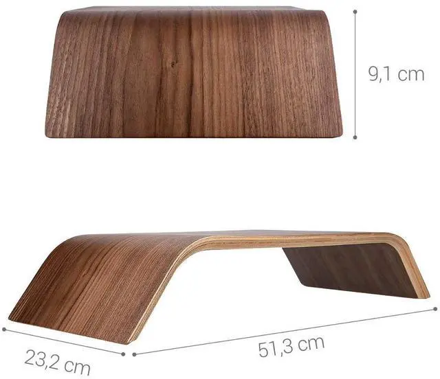 Alt view image 4 of 5 - kalibri Wood Monitor Stand Riser - Computer Desk Holder Desktop Dock Wooden Mount Display for PC TV Screen Notebook Laptop - Walnut