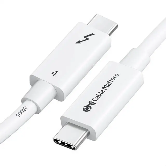 Main image of Cable Matters [Intel Certified] 40Gbps Active Thunderbolt 4 Cable 6.6 ft with 100W Charging and 8K Video in White - Fully Compatible with USB C/USB-C, USB 4 / USB4, and Thunderbolt 3