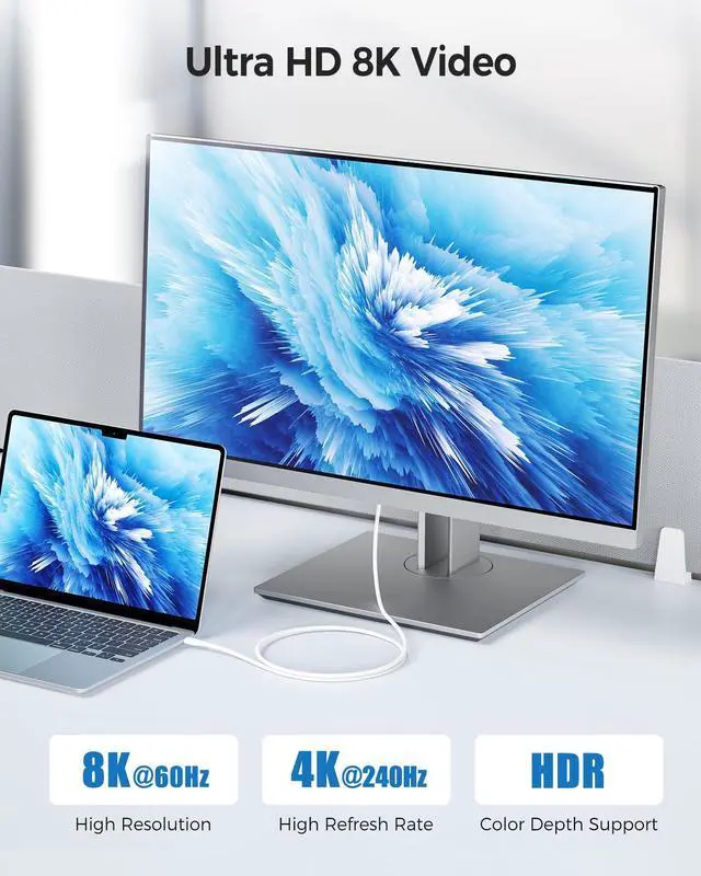 Alt view image 3 of 5 - Cable Matters [Intel Certified] 40Gbps Active Thunderbolt 4 Cable 6.6 ft with 100W Charging and 8K Video in White - Fully Compatible with USB C/USB-C, USB 4 / USB4, and Thunderbolt 3
