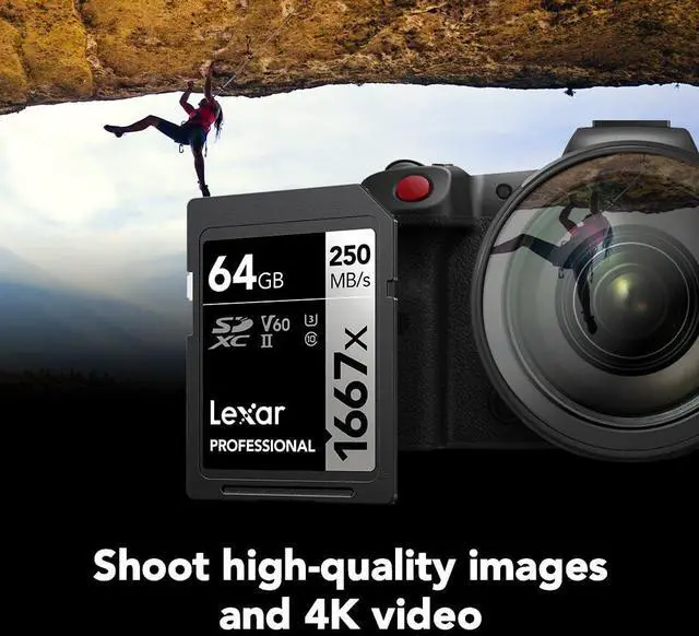 Alt view image 3 of 5 - Lexar 64GB (2-Pack) Professional 1667x SD Card, UHS-II, C10, U3, V60, Full HD, 4K, Up To 250MB/s Read SDXC Memory Card, for Professional Photographer, Videographer, Enthusiast (LSD64GCBNA16672)