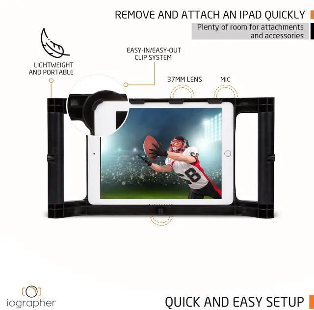 Alt view image 2 of 5 - iOgrapher Case with Handles - Tripod and Lens Adapter - iPad Stabilizer for Mini 4th, 5th, and 6th Gen - Tablet Case for Recording and Photos - iPad Holder for Tripod (Black)