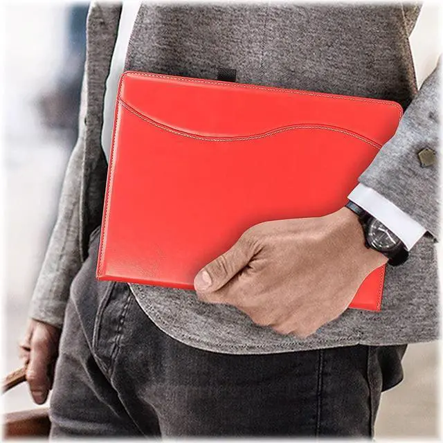 Alt view image 5 of 5 - SaharaCase Business Series Folio Case for Microsoft Surface Pro X 2021 [Shockproof Bumper] Kickstand Hand Strap Pockets Rugged Protection Anti-Slip Grip (Red)