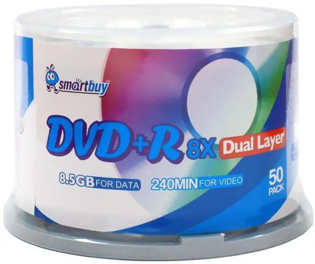 Alt view image 2 of 3 - Smart Buy Logo 100 Pack DVD Plus R DVD+r Dl 8.5gb 8X Double Layer Blank Data Record 100 Discs Spindle