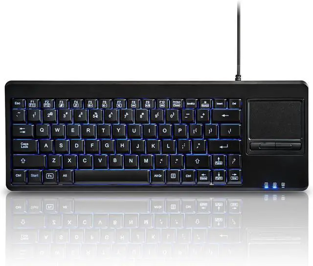 Main image of Perixx PERIBOARD-315H, Wired USB Backlit Keyboard with Touchpad and 2 USB Ports, Black (10917)