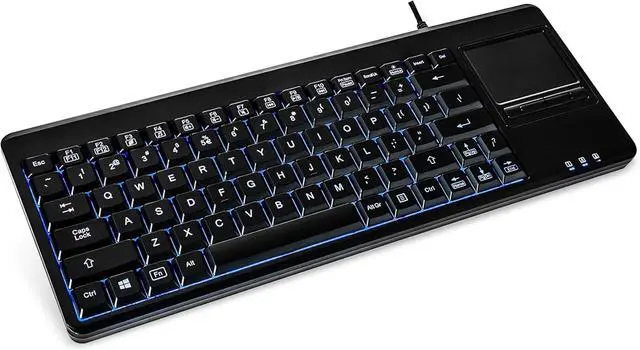 Alt view image 4 of 5 - Perixx PERIBOARD-315H, Wired USB Backlit Keyboard with Touchpad and 2 USB Ports, Black (10917)