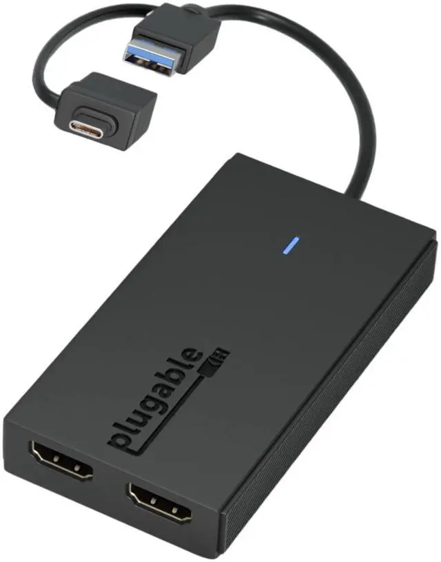 Main image of Plugable Dual Monitor Adapter for M1/M2/M3/M4 macOS Systems, Windows, ChromeOS. Broad Compatibility - Thunderbolt, USB-C, USB 3.0 to HDMI Adapter for Dual Monitors 1920x1080 @60Hz, SMI Driver Required