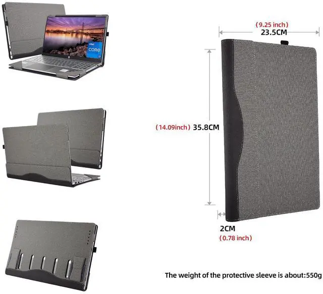 Alt view image 2 of 5 - Laptop Case for HP Pavilion Laptop 15-eg3097nr 15t-eg 15z-eh 15-eh Envy X360 15-ED 15-EE 15.6" Protective Case Design Removable Leather Case with Stand (15.6-inch, Light Grey)