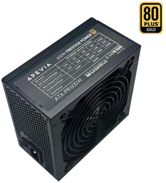 Alt view image 5 of 5 - Apevia ATX-PR600W Prestige 600W 80+ Gold Certified, RoHS Compliance, Active PFC ATX Gaming Power Supply