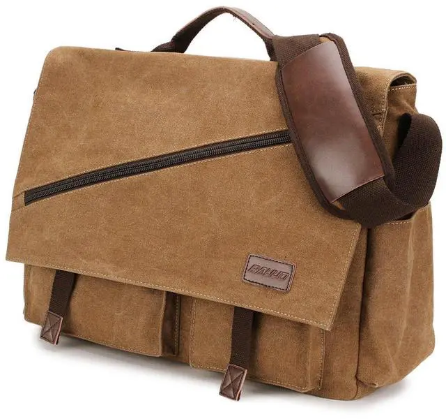 Main image of RAVUO Canvas Messenger Bag,15.6 Inch Mens Satchel Water Resistant Briefcases Vintage Shoulder Bag for College Business