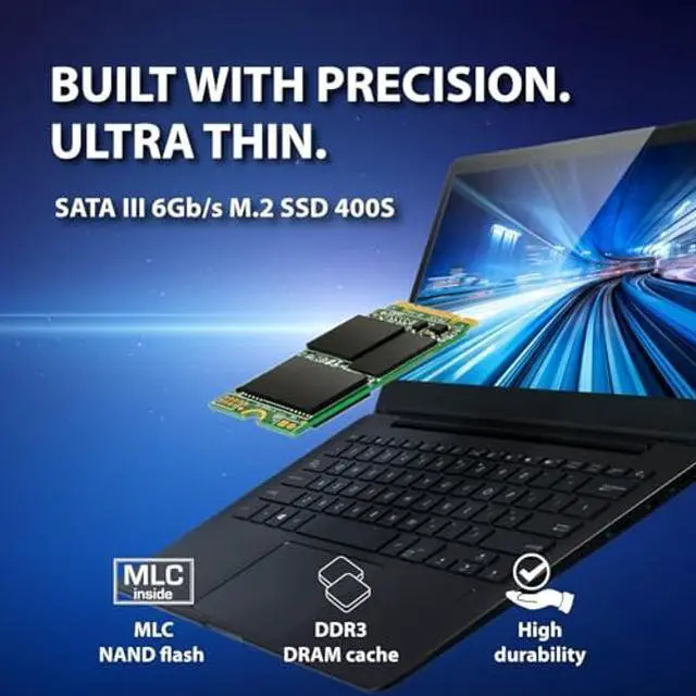 Alt view image 3 of 5 - Transcend 128GB MTS400S M.2 2242 SATA III SSD, Internal Solid State Drive, Compatible with Laptop & PC Desktop, B+M Key, Dram Cache, MLC - TS128GMTS400S
