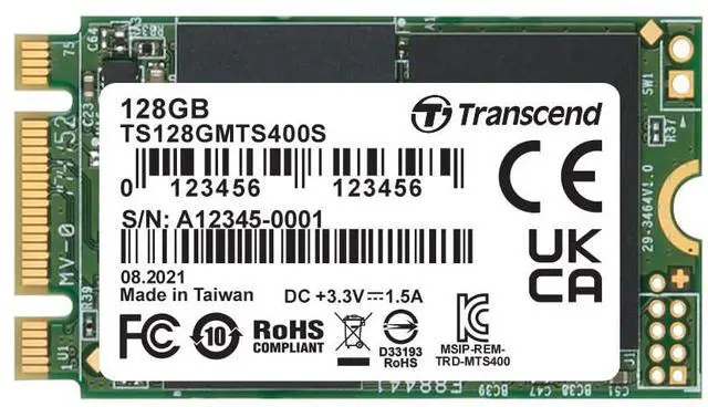 Main image of Transcend 128GB MTS400S M.2 2242 SATA III SSD, Internal Solid State Drive, Compatible with Laptop & PC Desktop, B+M Key, Dram Cache, MLC - TS128GMTS400S