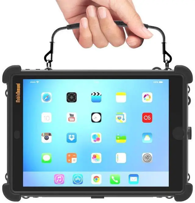 Alt view image 3 of 5 - MobileDemand Ultra Rugged Case for iPad 10.2 | MIL-STD-810G | Lightning Port Cover | Briefcase Handle, Back Hand Strap, Mountable