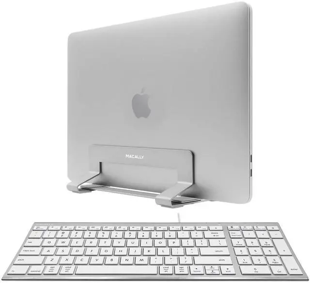 Main image of Macally Compact Wired Keyboard and a Vertical Laptop Stand, Designed to Save Space