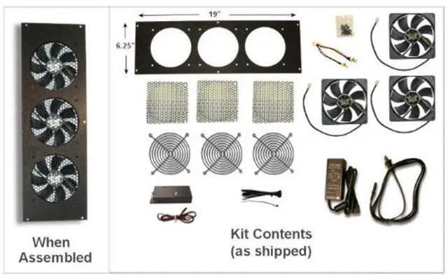 Alt view image 4 of 4 - Coolerguys Pre-Set Thermal Controlled Cooling Kits for Cabinets, AV, and Components (Triple 120mm, Thermal Plastic)