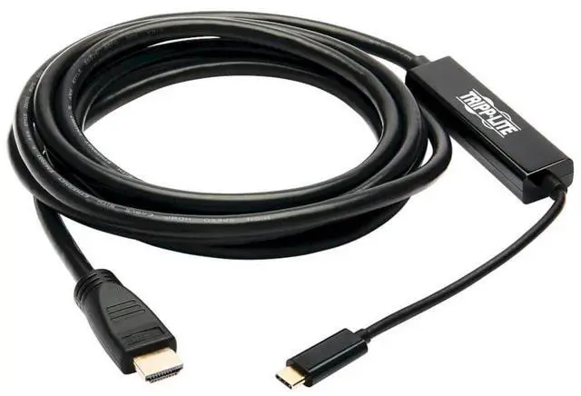 Alt view image 2 of 5 - Tripp Lite USB C to HDMI Cable Adapter (M/Thunderbolt 3 HDMI Cable Adapter, Gen 1, Converter In Middle of Cable, 4K HDMI @ 60 Hz, 4: Black, 10 ft. (U444-010-H4K6BM)