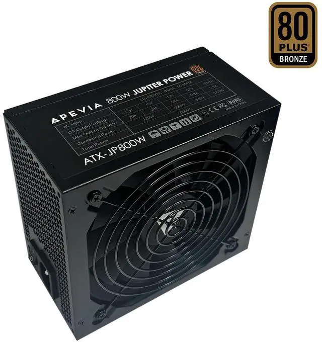 Alt view image 5 of 5 - Apevia ATX-JP800W Jupiter 800W 80 Plus Bronze Certified Active PFC ATX Gaming Power Supply, Supports Dual/Quad Core CPUs, SLI/Crossfire/Haswell, 3 Year Warranty