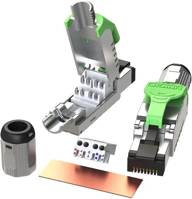 Main image of LINKUP - RJ45 Connectors Cat6A (6 Pack) Shielded Zinc-Alloy Housing Modular Termination Plug | 10G Easy Internet Tool Free Plugs | for Cat6A up to 22AWG Solid Bulk S/FTP Ethernet Cable [Green]