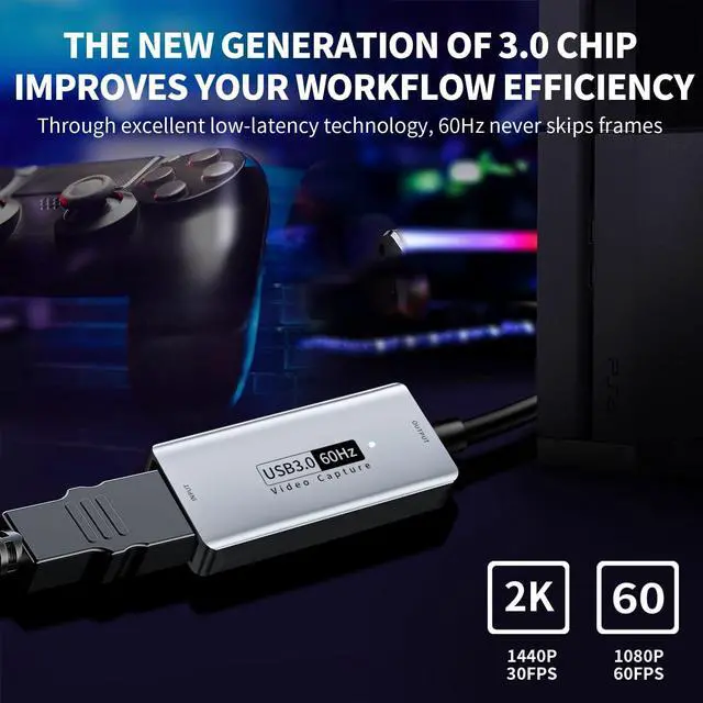 Alt view image 2 of 5 - Newhope Video Capture Card, 4K HDMI to USB C 3.0 Capture Card, 1080P HD 60fps Live and Record Video Audio Grabber for Gaming, Streaming, Teaching, Video Conference