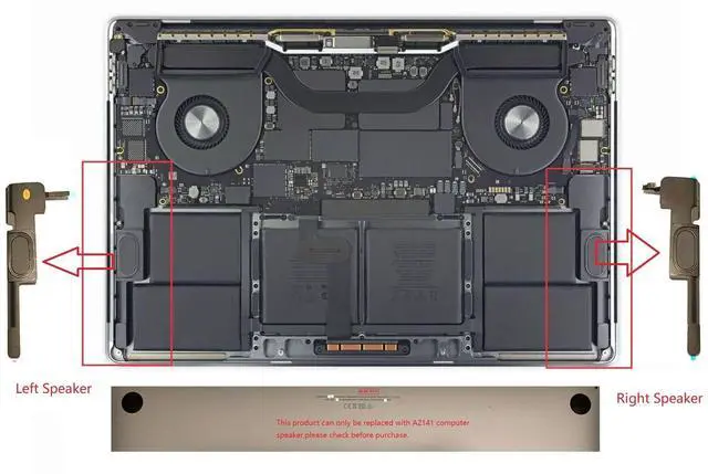 Alt view image 5 of 5 - ITTECC Internal Right and Left Speaker Replacement for MacBook Pro 16" inch A2141 2019 2020 Year 661-13161, 661-13162