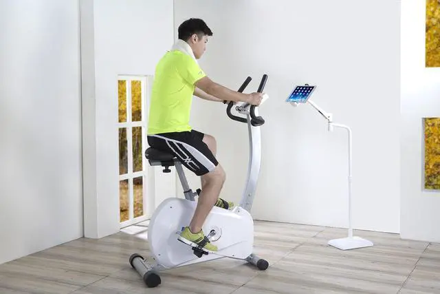 Alt view image 5 of 5 - idée Height & Angle Adjustable, 360 Degree Rotating Floor Stand for Tablet Including ipad Pro/Mini/Air, Surface Pro, Samsung Galaxy Tab, e-Books & More, ICFTS01W