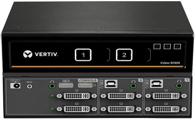 Alt view image 3 of 5 - Vertiv Cybex Secure 4K UHD KVM 2-Port DVI-I DualHead EAL4+ NIAP TAA Compliant (SC920-001)
