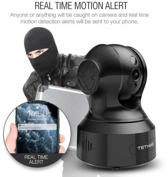 Alt view image 5 of 5 - TETHYS Wireless Security Camera 1080P Indoor [Work with Alexa] Pan/Tilt WiFi Smart IP Camera Dome Surveillance System w/Night Vision,Motion Detection,2-Way Audio,Cloud for Home,Business, Baby Monitor
