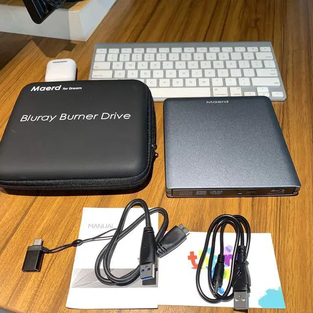 Alt view image 2 of 5 - Maerd External Blu Ray DVD Drive, USB3.0 Type-C Portable Blu Ray Player CD DVD BD Burner 6X 3D CD DVD Bluray Burner for Windows XP/7/8/10 Laptop, Desktop (Grey)