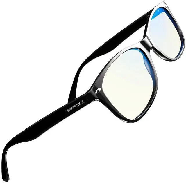 Alt view image 2 of 5 - Swanwick Blue Light Blocking Glasses for Women, Men Anti Eyestrain Headache for Computer, Gaming, TV, Phone Screen. Sleep Aid. Classic Day Swannies (Small, Black)