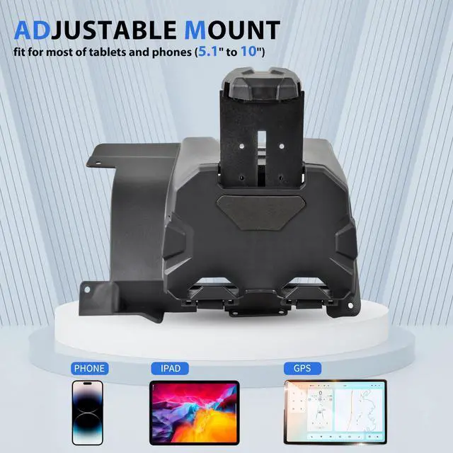 Alt view image 3 of 5 - LDETXY Electronic Device Holder with Storage Box for Can Am Defender, Phone Ipad Tablet GPS Holder Mounts Organizer Tray for Can-Am Defender HD5 HD8 HD10 MAX 2016-2023 Accessories